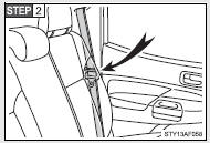 Pass the seat belts through the seat belt hangers.
