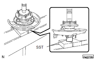 (a) Using SST and a press, install the rear axle shaft onto the rear axle bearing.