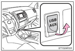 Open the cover and connect an iPod using an iPod cable.