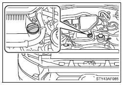 If the oil level is below or near the low level mark, add engine oil of the same