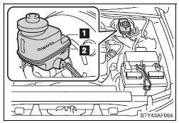 The brake fluid level should be between the MAX and MIN lines on the reservoir.