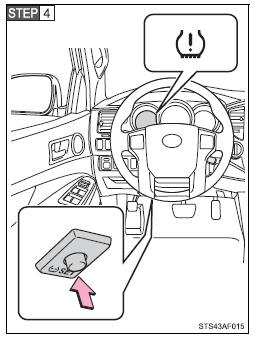 Press and hold the tire pressure warning reset switch until the tire pressure