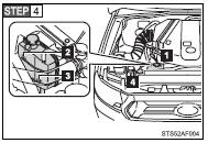 The coolant level is satisfactory if the reservoir level is between the “FULL”