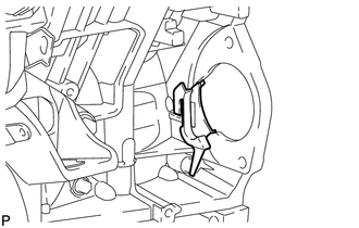 (a) Remove the flywheel housing side cover from the cylinder block sub-assembly.