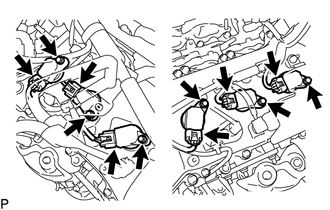 (a) Disconnect the 6 connectors from the 6 ignition coil assemblies.