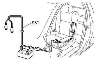 (1) Disconnect the connector (yellow colored) from the front seat airbag assembly.