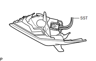 (1) Connect SST connector to the lower No. 2 instrument panel airbag assembly.