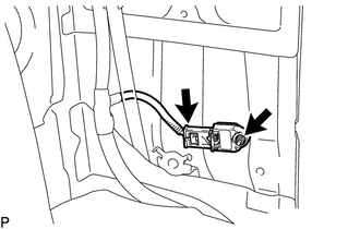 (a) Disconnect the connector from the rear airbag sensor LH.