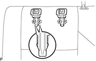 (a) Engage the 4 claws and install the 2 rear seat headrest supports.