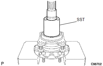 (a) Using SST and a press, install a new bearing onto the front axle hub.