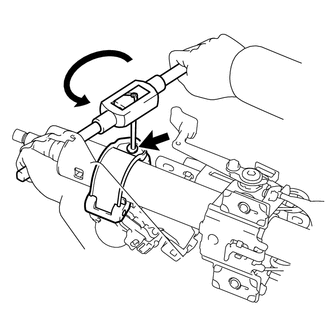 (a) Secure the steering column assembly in a vise between aluminum plates.