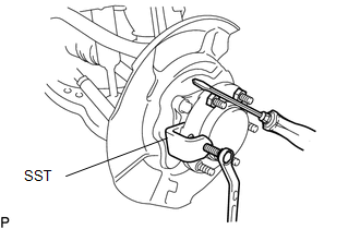 (a) Using SST and a screwdriver, remove the hub bolt.