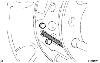 (a) Remove the 2 bolts and disconnect the parking brake cable from the backing