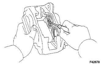 (a) Using a screwdriver, remove the 4 piston seals from the cylinder.