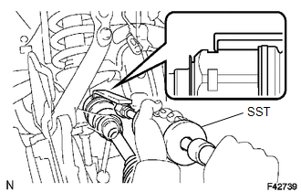 (a) Using SST, remove the front drive shaft.