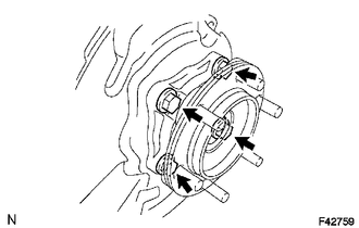 (a) Remove the 4 bolts and axle hub from the steering knuckle.