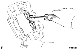 (a) Using a screwdriver, remove the 4 cylinder boots from the caliper.