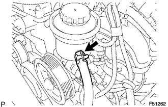 (a) Disengage the clip and disconnect the return hose.