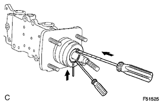 (a) Which pressing in the piston with a screwdriver, use a pin or equivalent