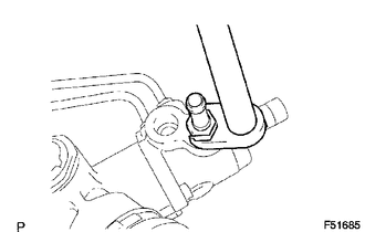 (a) Using a union nut wrench, remove the steering gear outlet return tube.