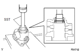 (a) Using SST and a press, remove the control valve upper bearing and control