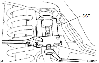 (a) Support the front suspension lower arm with a jack.