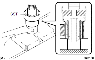 (a) Using SST and a press, install a new upper arm bush (front side).