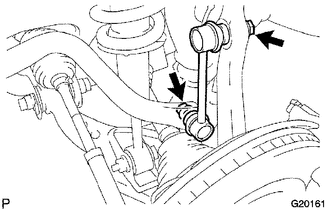 (a) Remove the 2 nuts and front stabilizer link LH.