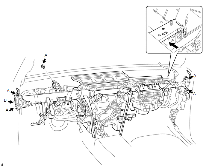 (c) Install the instrument panel reinforcement with the 6 bolts.