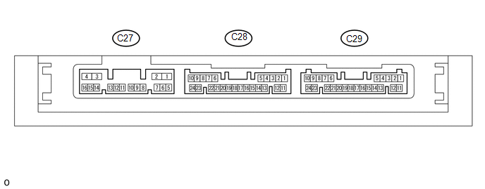 (a) Disconnect the C27 and C29 certification ECU (smart key ECU assembly) connector.