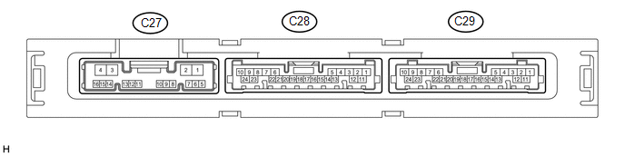 (a) Disconnect the C27 and C29 certification ECU (smart key ECU assembly) connectors.