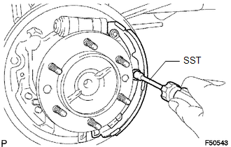 (a) Using SST, remove the shoe hold down spring cup, shoe hold down spring and